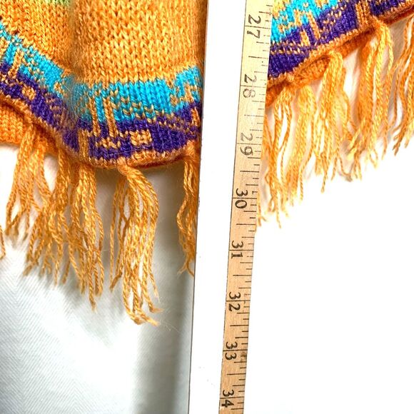 Cardigan Sweater Womens Multicolor Llama Rainbow Long Sleeve Hooded Boho S - Picture 10 of 11